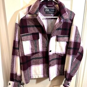 Zara Utility Jacket Purple and Cream